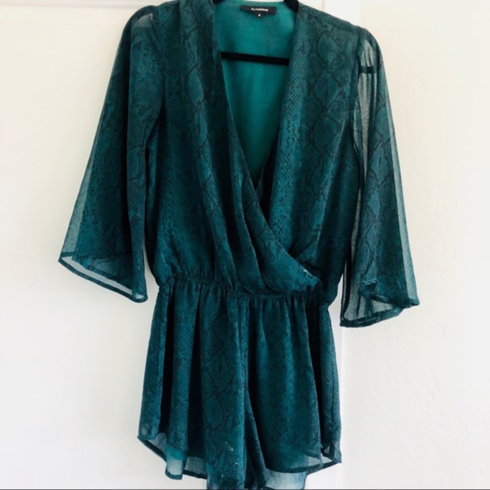 Green Snakeskin Print Romper